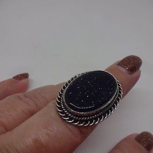 Stunning "BLUE SUNSTONE" Handmade Sterling Ring Size 7.5 #968